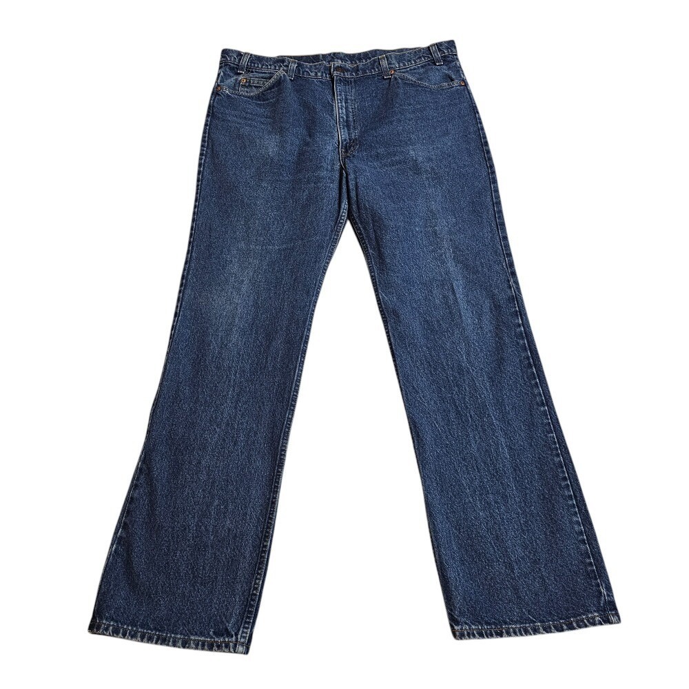 VTG Levi's 517 Bootcut Jeans Orange Tab Dark Wash Denim W42 L34 Made in USA‎ - Picture 2 of 16